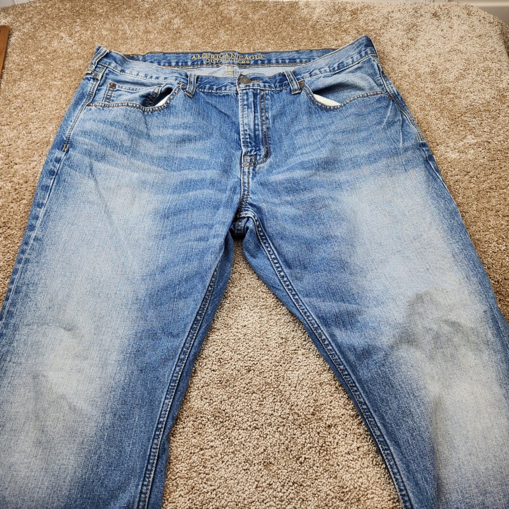 American Eagle Outfitters Mens Original Straight Blue Jeans 38x32 Medium Wash - Picture 3 of 7